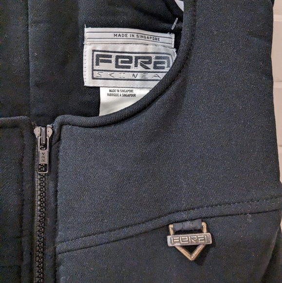 Vintage Fera Black Wool Blend Compression Ski/Snow Bib with Heel Straps (S: 10L) - Picture 2 of 7